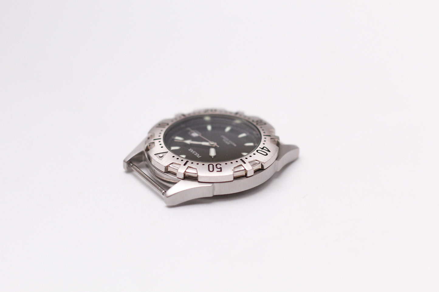 [Near Mint] 2000s Pulsar Quartz Inky Black Dial Men's Wrist-Watch