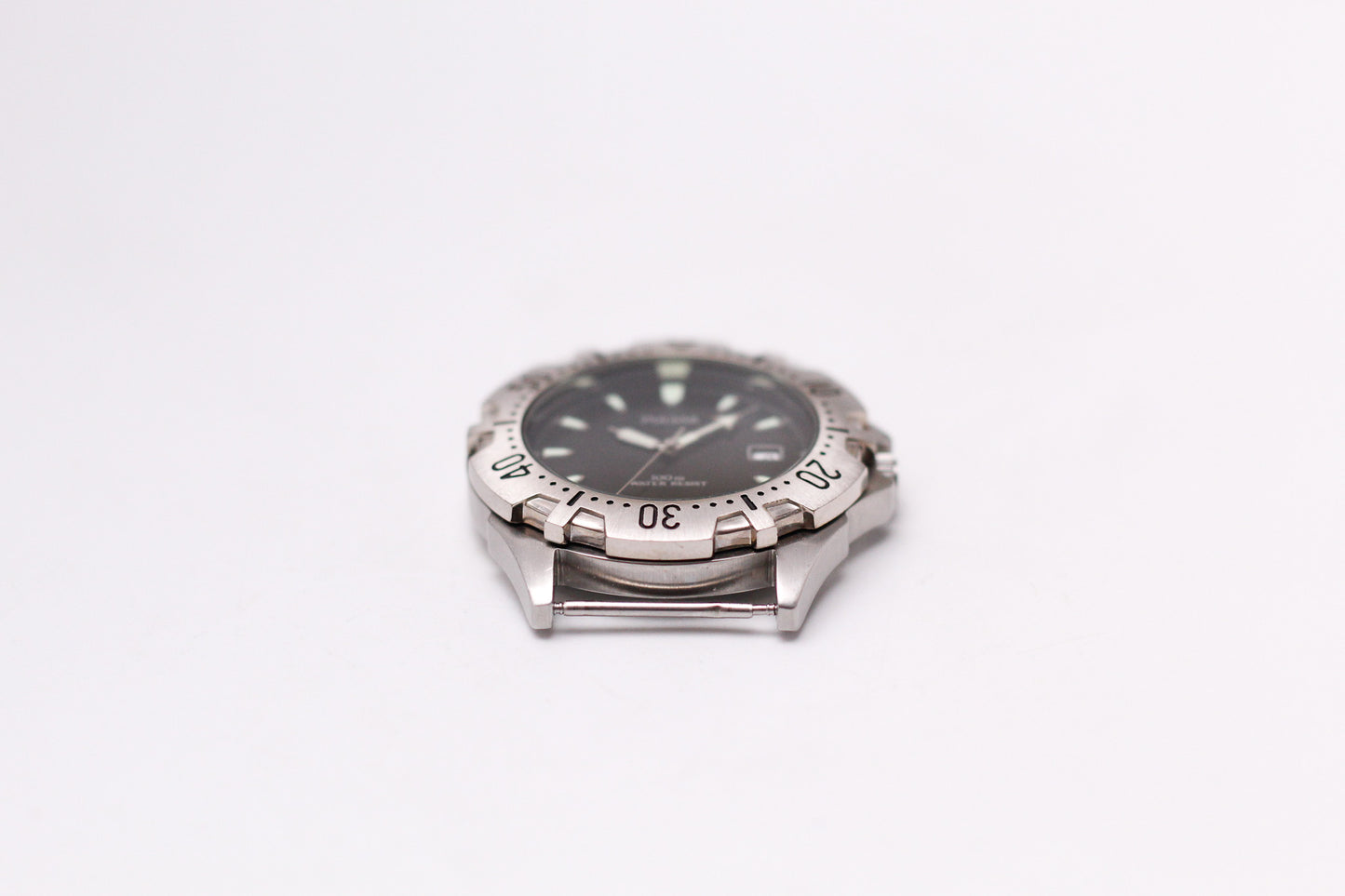 [Near Mint] 2000s Pulsar Quartz Inky Black Dial Men's Wrist-Watch