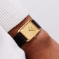 1984 Seiko Quartz Straight Grain Golden Dial Tank Men's Wrist-Watch