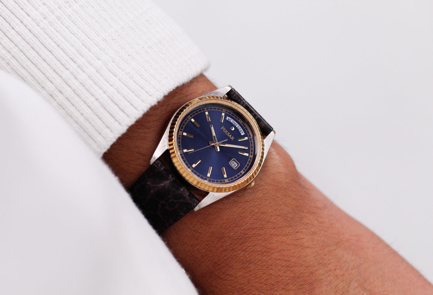 2005 Pulsar 'Baby Presidential' Marine Blue Dial Two Tone Men's Wrist-Watch
