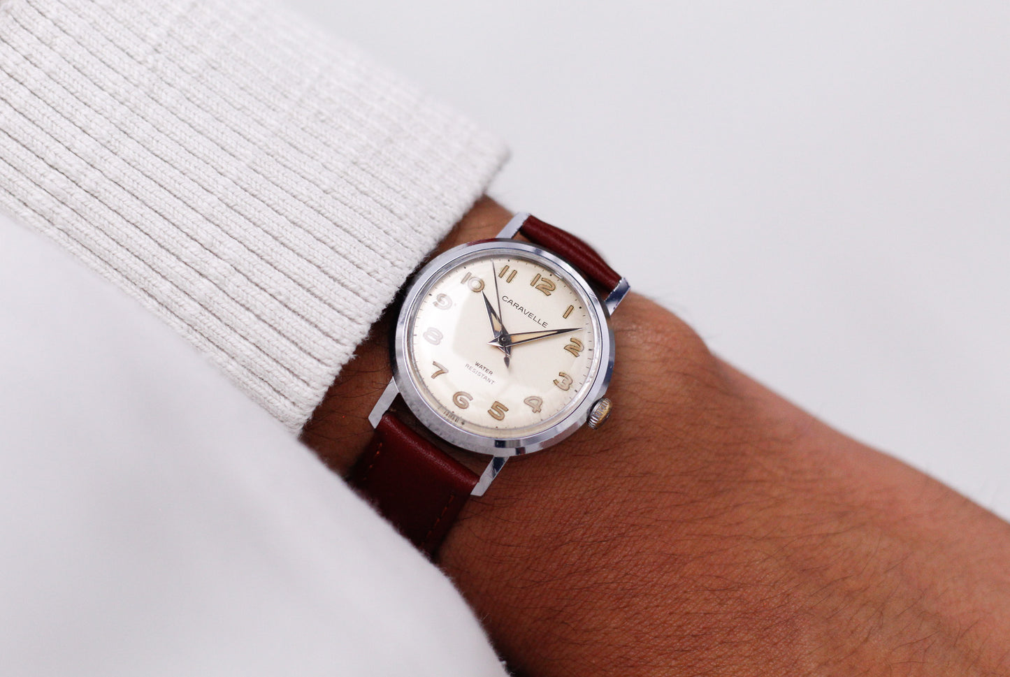 [Serviced] 1970 Caravelle Mechanical Aged Cream Dial Men's Wrist-Watch