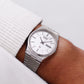 1982 Seiko SQ Straight Grain Silver Dial Men's Wrist-Watch W/Box & Tag