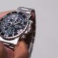 [Near Mint] 2005 Seiko Quartz Chronograph Inky Black Dial Men's Wrist-Watch