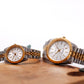 1990s Gruen Precision Quartz Silver Sunburst Dial Two Tone Case Couples' Watches
