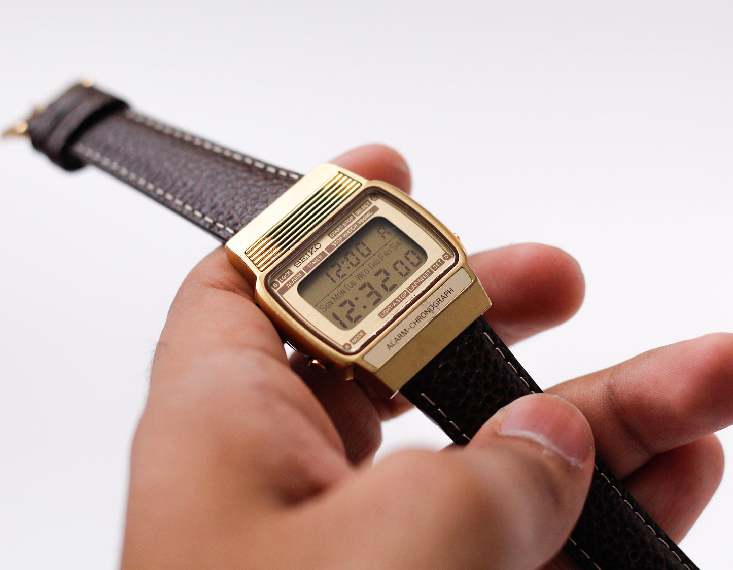 1979 Seiko 'Lemon Face' Digital Chronograph-Alarm Gold Toned Men's Wrist-Watch