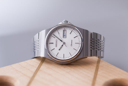 1990 Seiko Chronos Quartz Silver Dial Men's Wrist-Watch