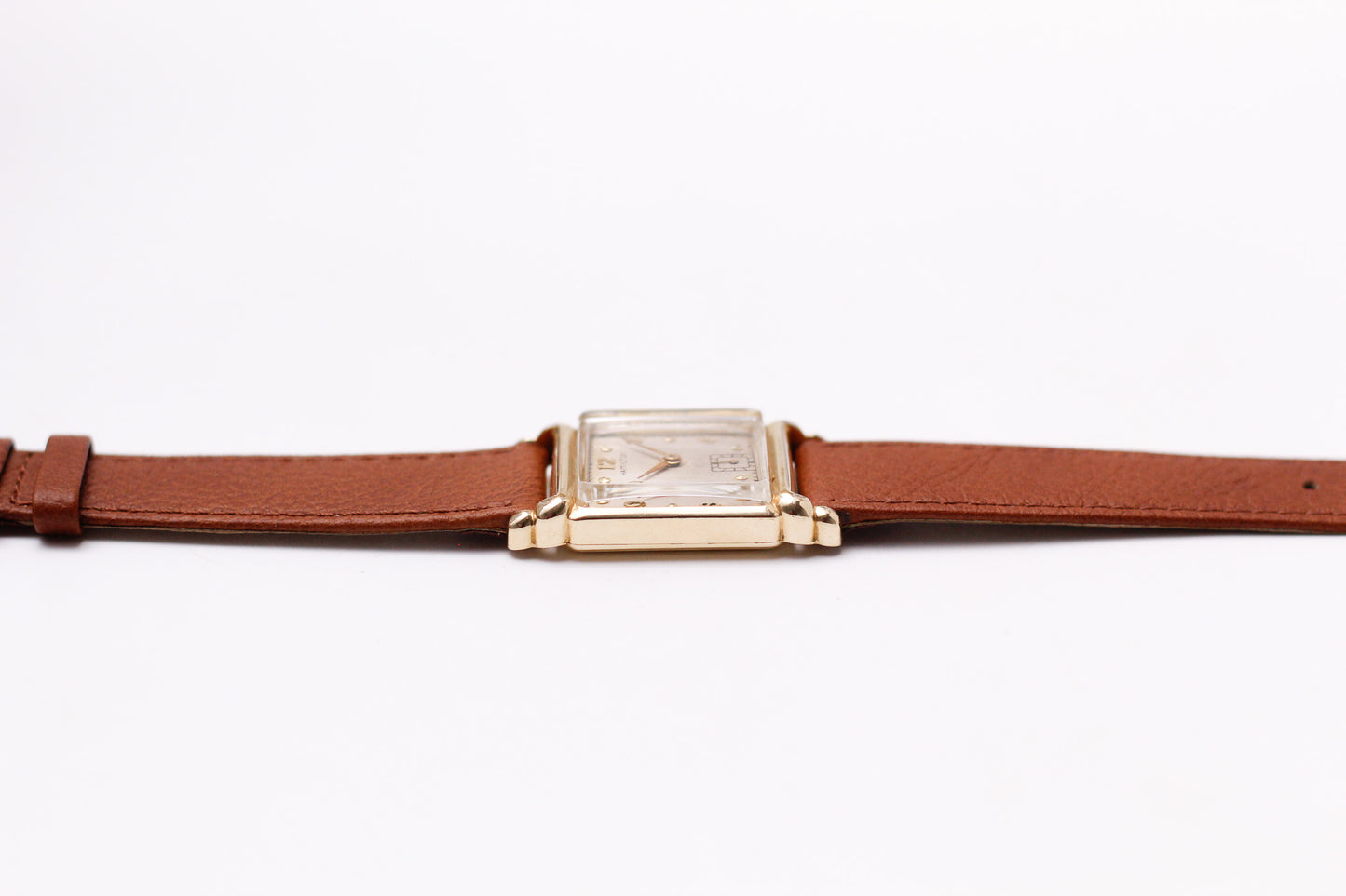 [Serviced] 1940s Hamilton Golden Art Deco Dial Men's Mechanical Wrist Watch