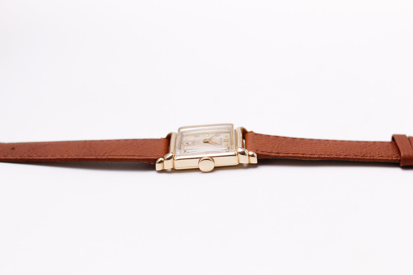 [Serviced] 1940s Hamilton Golden Art Deco Dial Men's Mechanical Wrist Watch