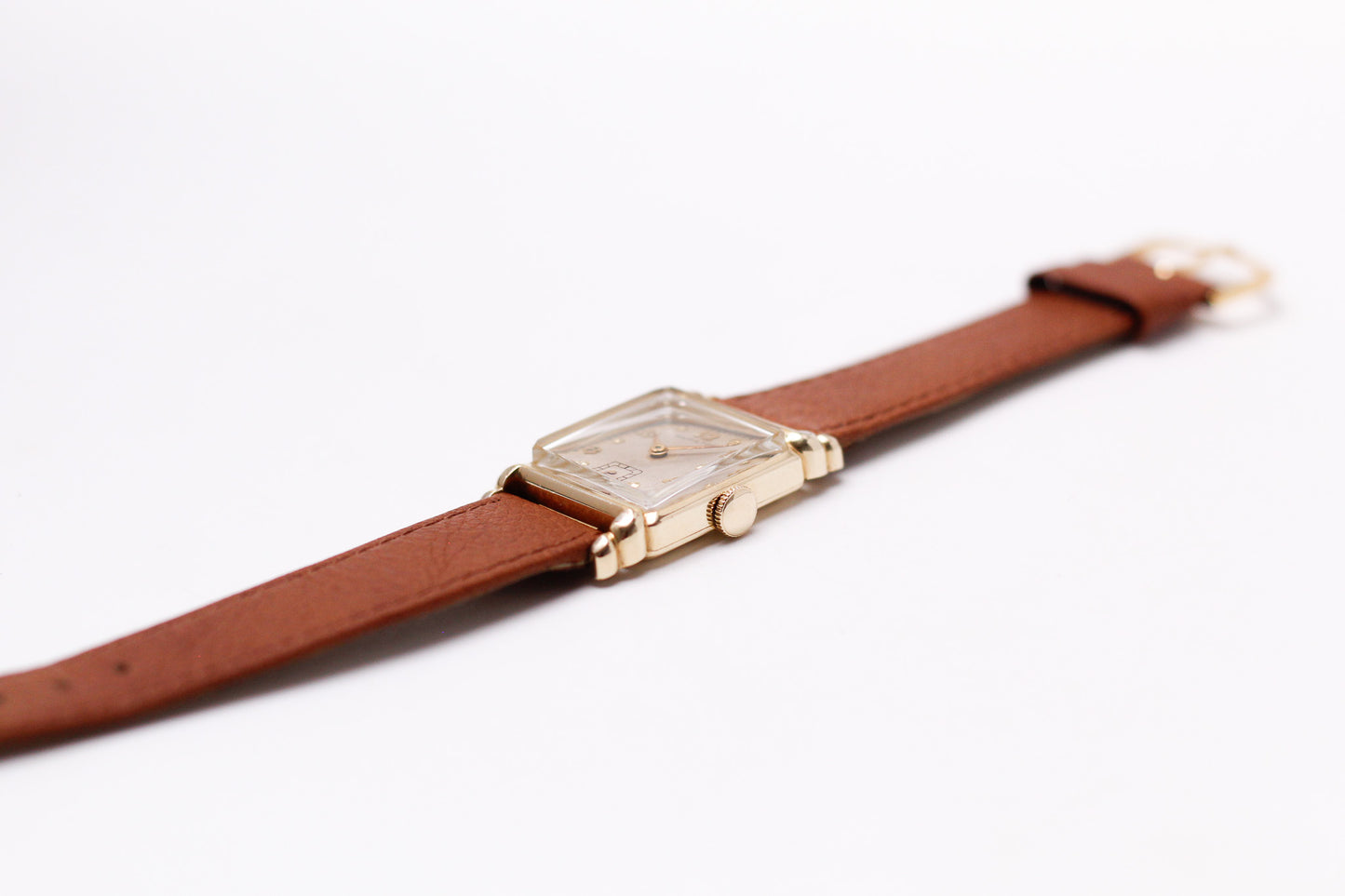 [Serviced] 1940s Hamilton Golden Art Deco Dial Men's Mechanical Wrist Watch