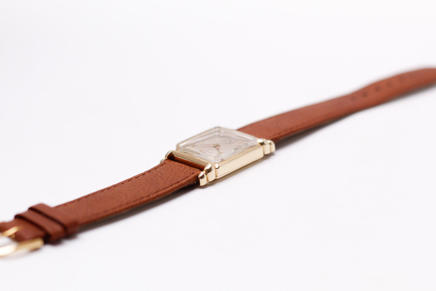 [Serviced] 1940s Hamilton Golden Art Deco Dial Men's Mechanical Wrist Watch