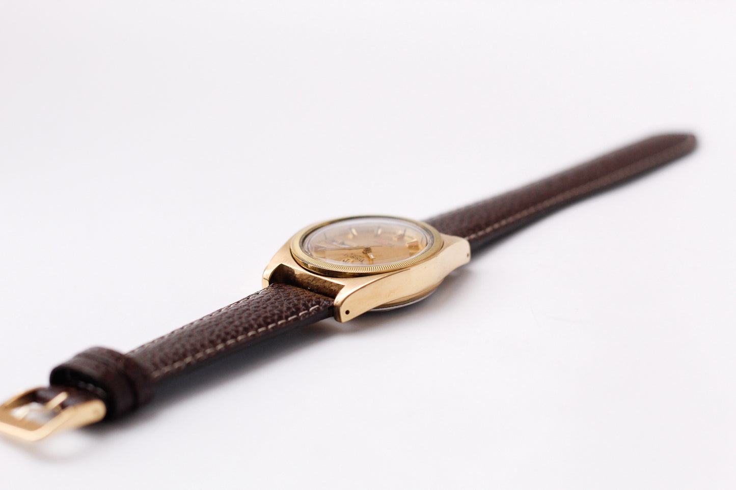 [Serviced] 1970s Tissot PR-516 Automatic Straight Grain Golden Dial Men's Wrist-Watch