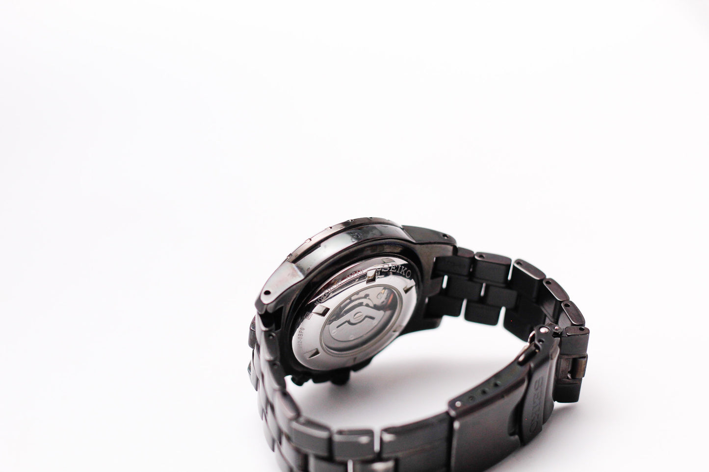 2007 Seiko Kinetic Matte Black Dial PVD Black Case Men's Wrist-Watch