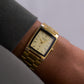 1995 Citizen CQ Quartz Tank Textured Golden Dial Men's Wrist-Watch