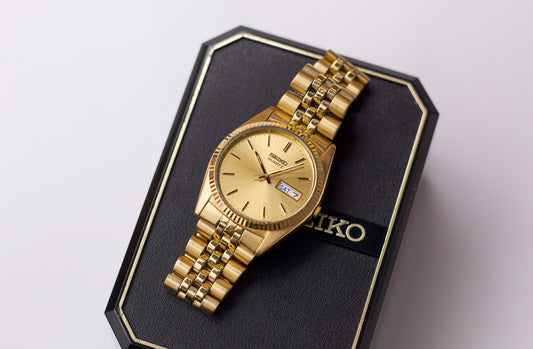 2001 Seiko Quartz Golden Baby Day-Date Men's Wrist-Watch W/Box