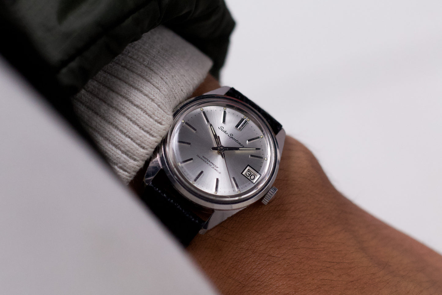 [Serviced] 1966 Seiko Sportsman Seahorse Silver Sunburst Dial Men's Wrist-Watch