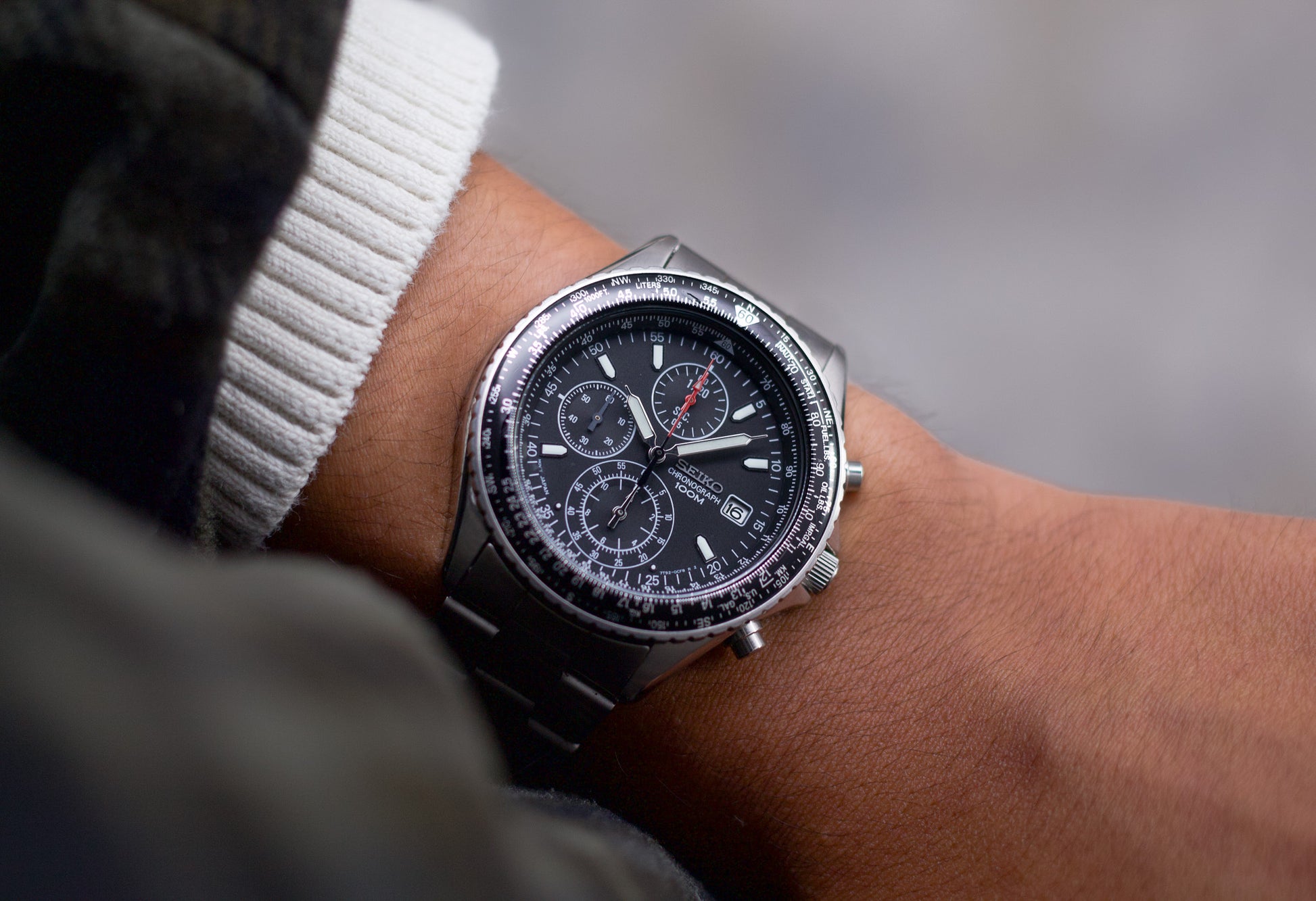 Wrist Seiko Flightmaster Leather Seiko Pilot Watch Seiko Sna411