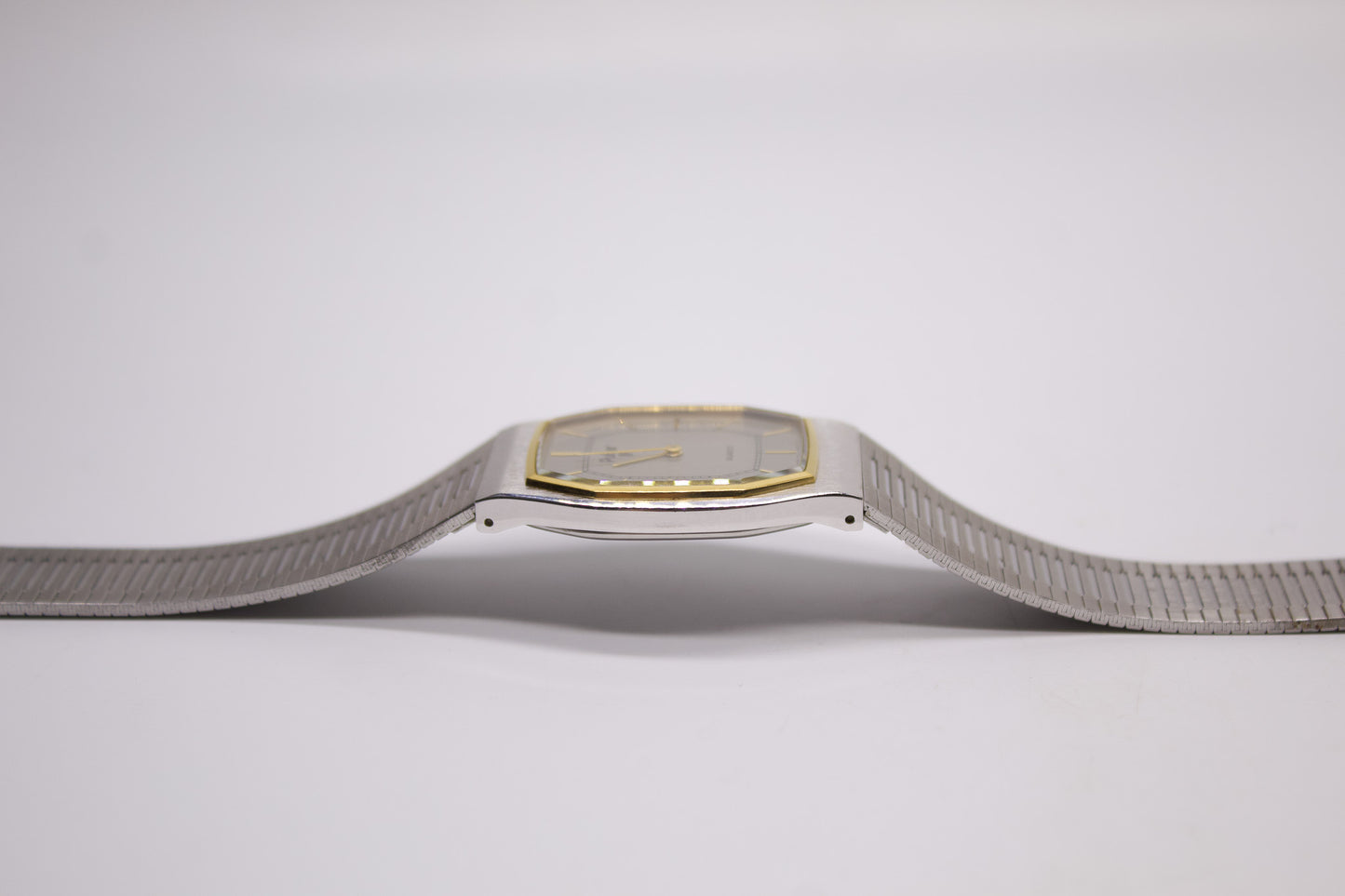 1993 Pulsar Quartz Straight Grain Gray Dial Two Tone Men's Wrist Watch