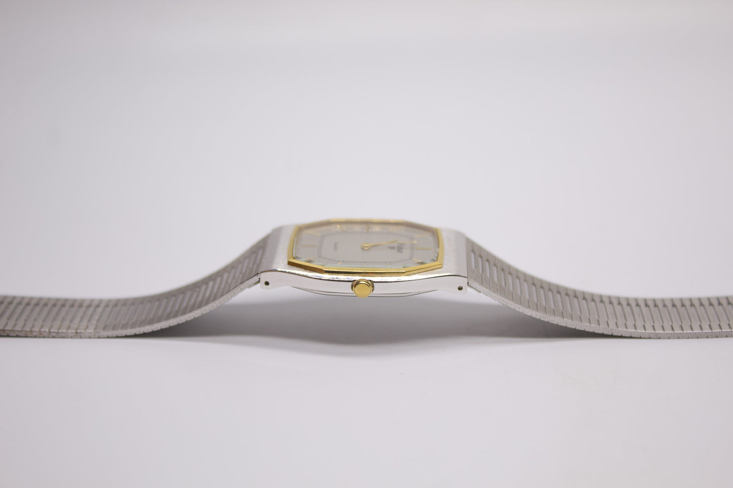 1993 Pulsar Quartz Straight Grain Gray Dial Two Tone Men's Wrist Watch