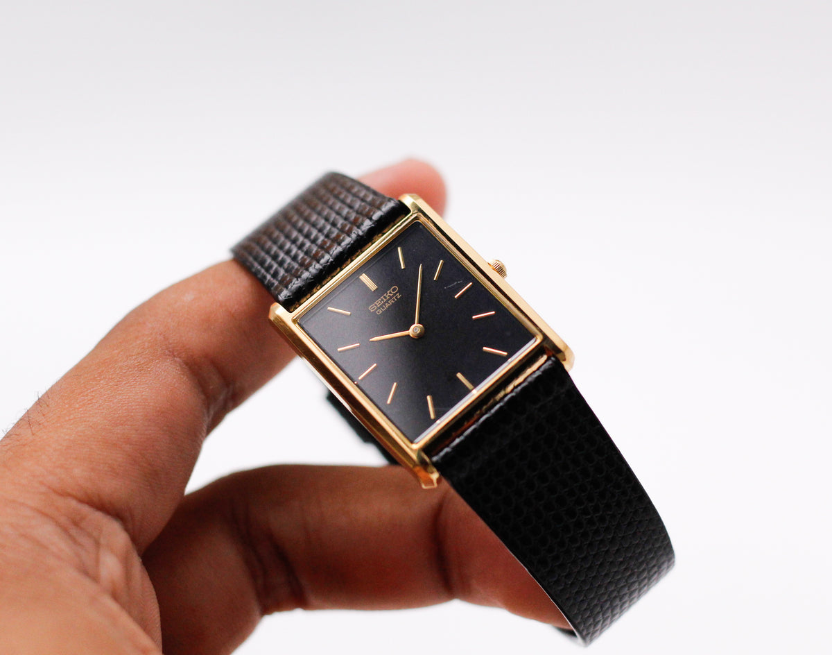 1991 Seiko Quartz Charcoal Dial Tank Men's Wrist-Watch