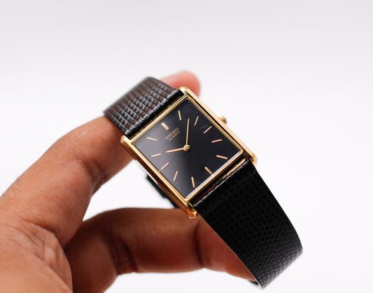 1991 Seiko Quartz Charcoal Dial Tank Men's Wrist-Watch