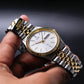 [Mint] 1990 Citizen Baby 'Day-Date' Silver Dial Two Tone Men's Wrist-Watch W/Tag