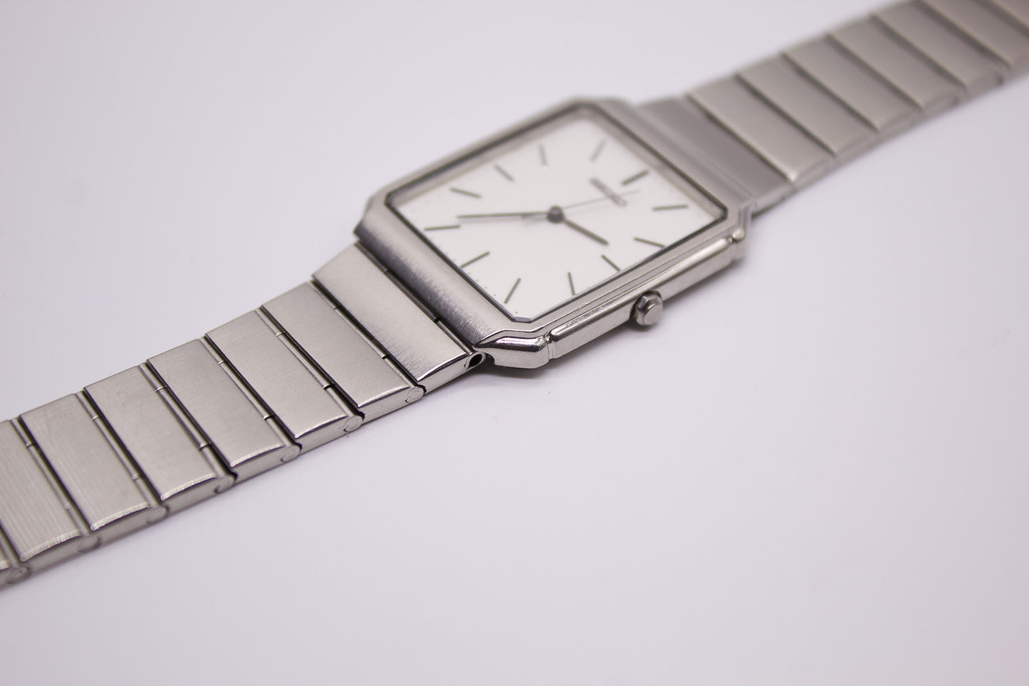 1988 Seiko Quartz Tank Tapestry White Dial Men's Wrist-Watch