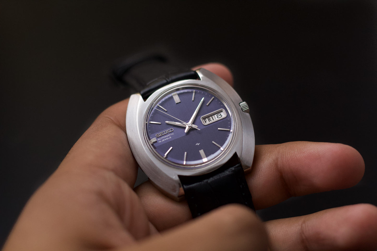 [Serviced] 1974 Seiko Automatic Deep Lilac Straight Grain Dial Men's Wrist-Watch