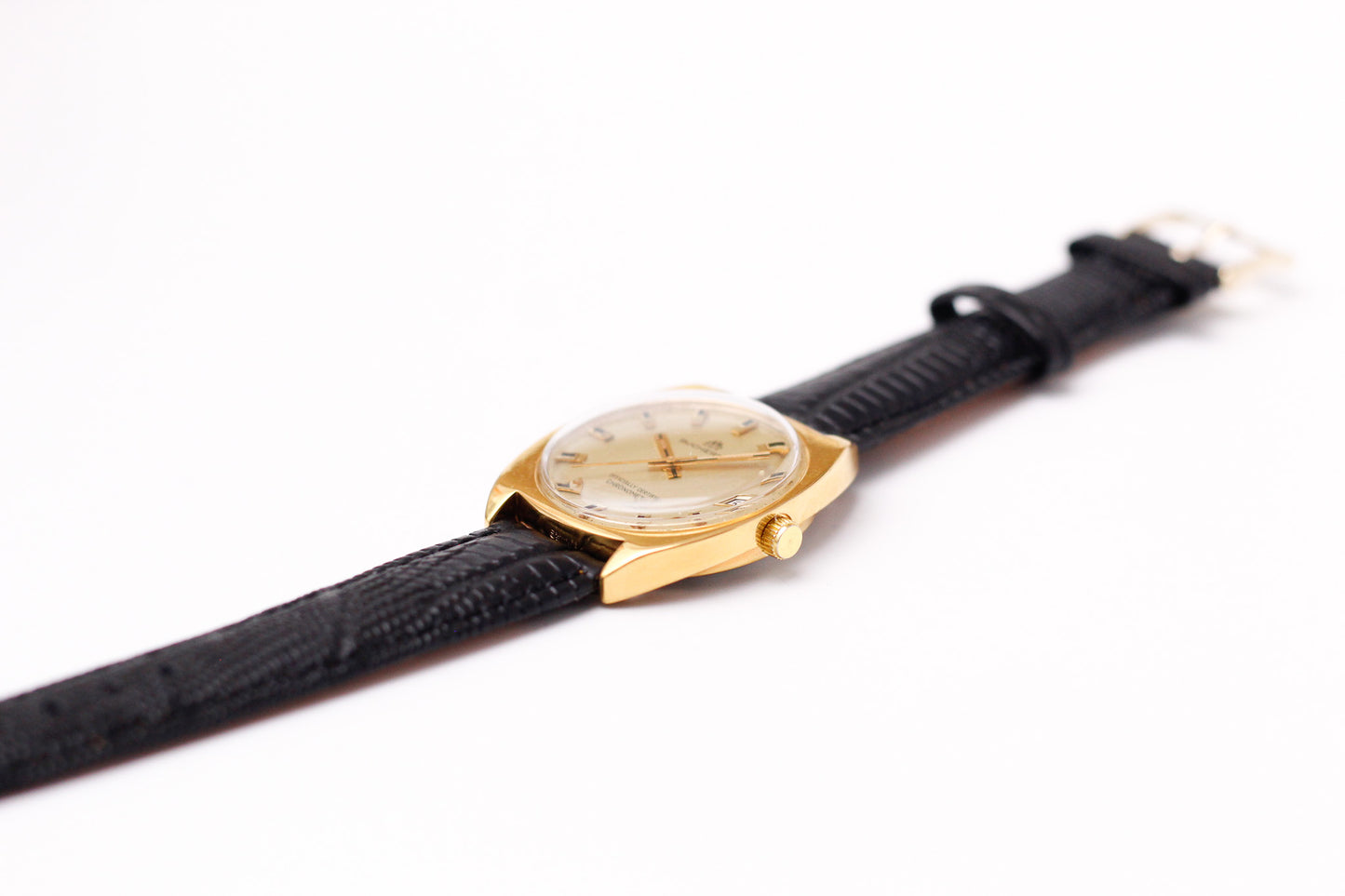 [Serviced] 1970s Bucherer Chronometer Straight Grain Golden Dial Men's Wrist-Watch