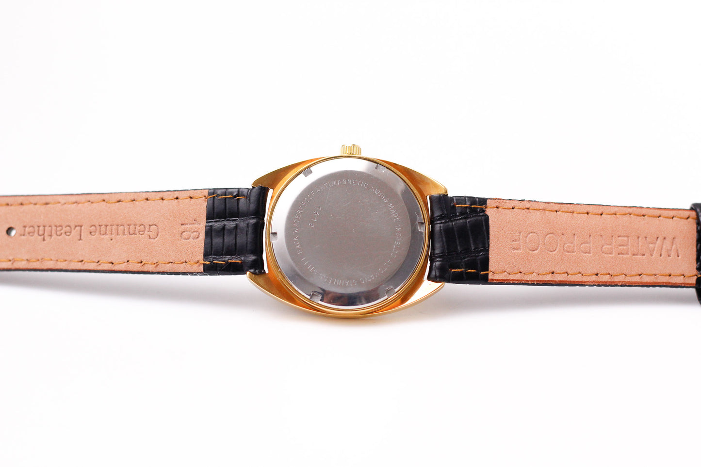 [Serviced] 1970s Bucherer Chronometer Straight Grain Golden Dial Men's Wrist-Watch