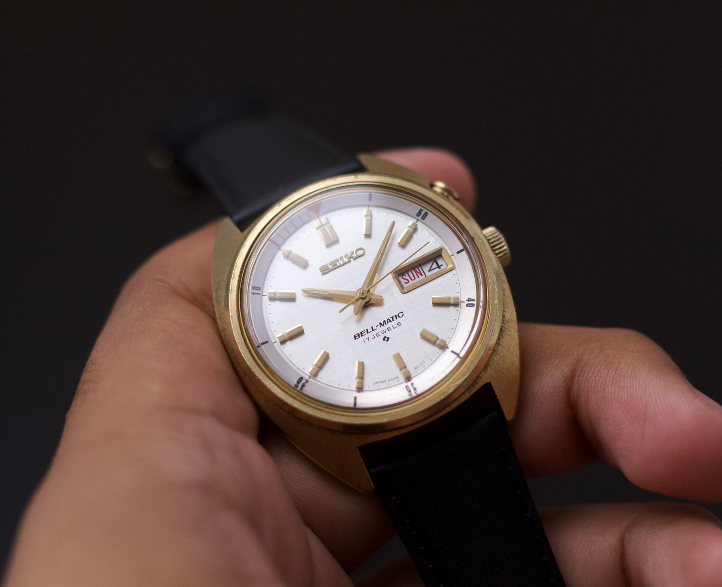 [Serviced] 1973 Seiko Bell-Matic Silver Linen Dial Men's Wrist-Watch