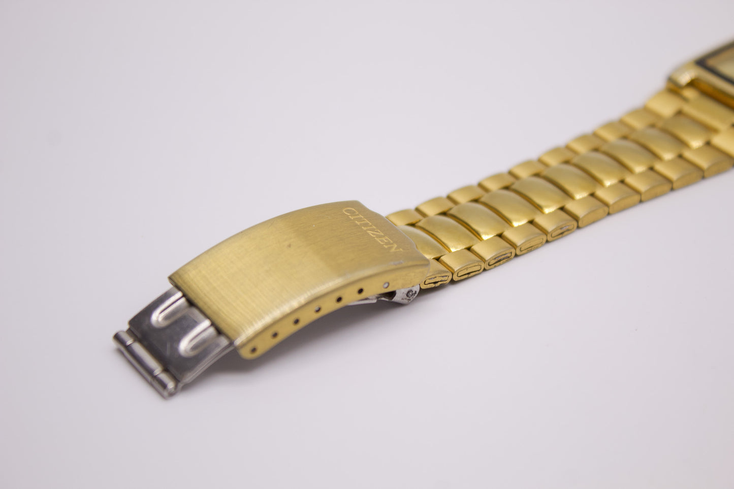 1995 Citizen CQ Quartz Tank Textured Golden Dial Men's Wrist-Watch