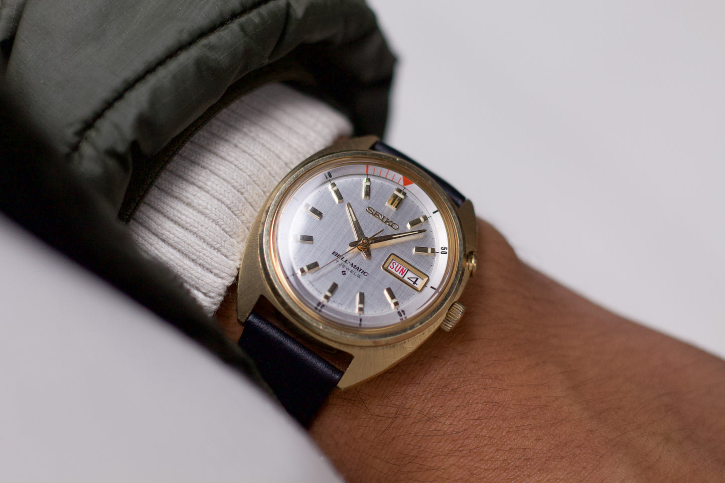 [Serviced] 1973 Seiko Bell-Matic Silver Linen Dial Men's Wrist-Watch