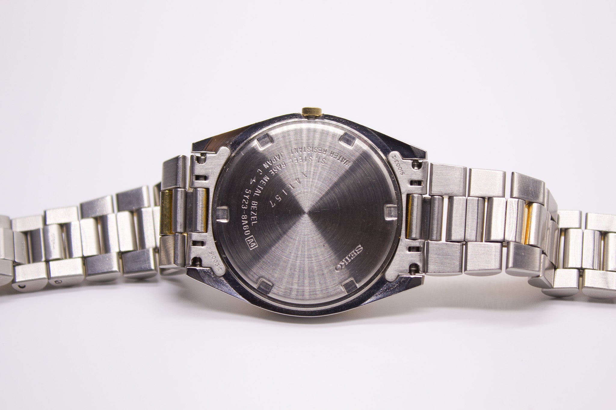 Near Mint] 1988 Seiko SQ Two Tone Day-Date Men's Wrist-Watch W/Box