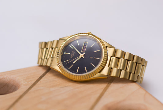 1990s Citizen Quartz 'Baby Day-Date' Inky Black Dial Men's Wrist-Watch