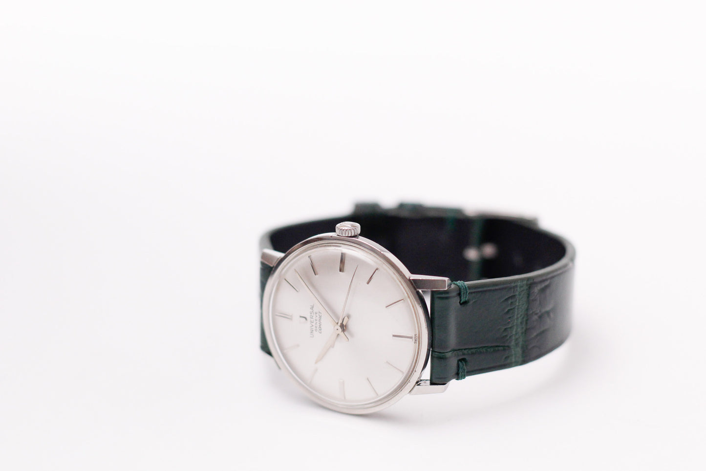 [Serviced] 1960s Universal Genève Compact Mechanical Radiant Silver Sunburst Dial Men's Wrist-Watch