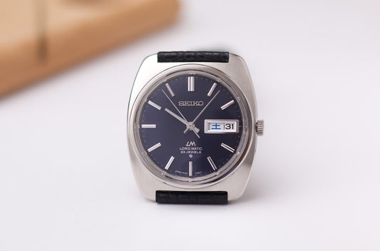 [Serviced] 1969 Seiko Lord-Matic Midnight Blue Cushion Case Men's Wrist-Watch