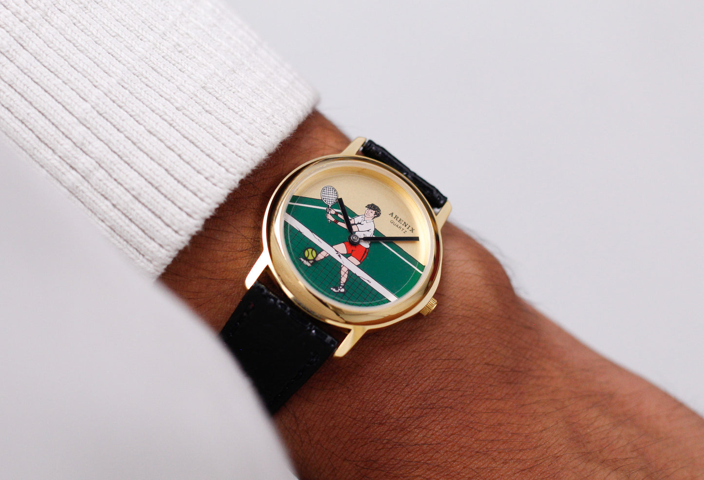 [Near Mint] 1990s Arenix Quartz Moving Tennis Ball Dial Men's Wrist-Watch