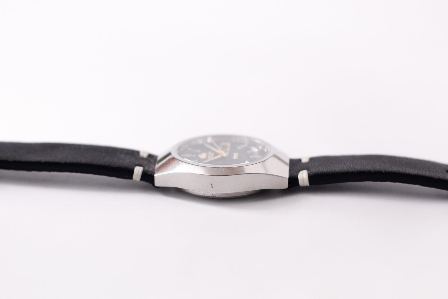 [Serviced] 1970s Orient Crystal Automatic Matte Black Dial Men's Wrist-Watch