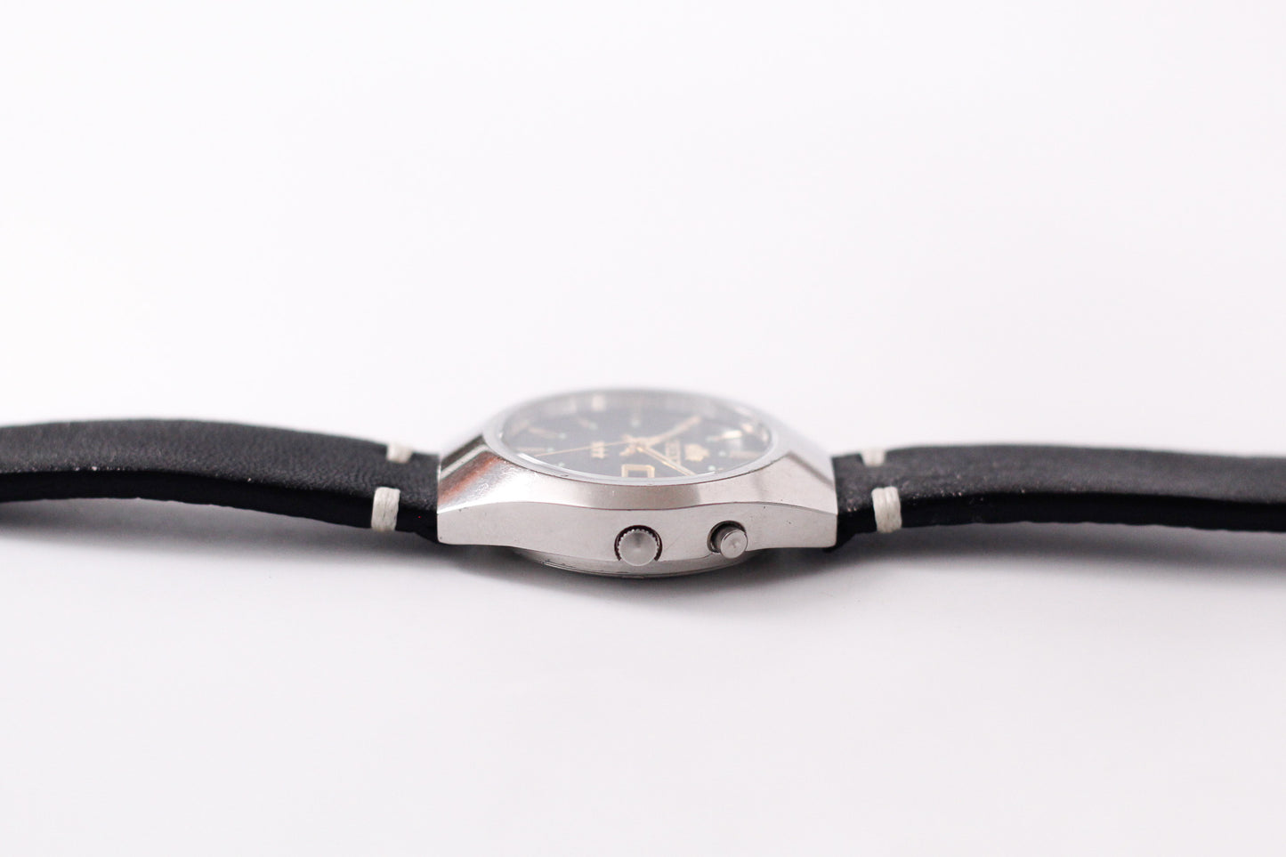 [Serviced] 1970s Orient Crystal Automatic Matte Black Dial Men's Wrist-Watch