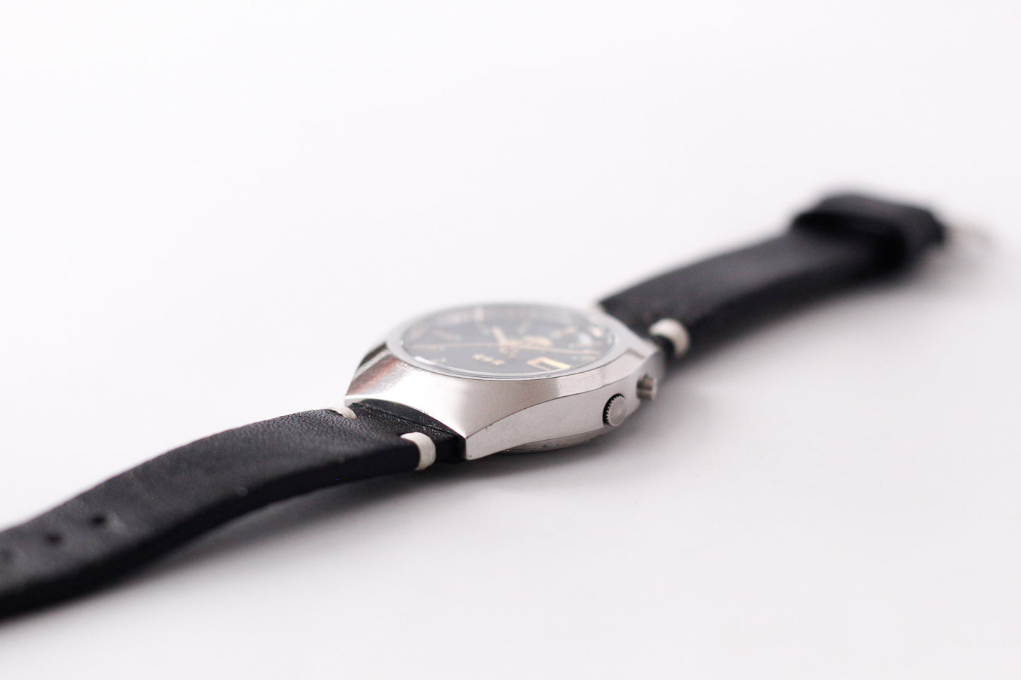 [Serviced] 1970s Orient Crystal Automatic Matte Black Dial Men's Wrist-Watch