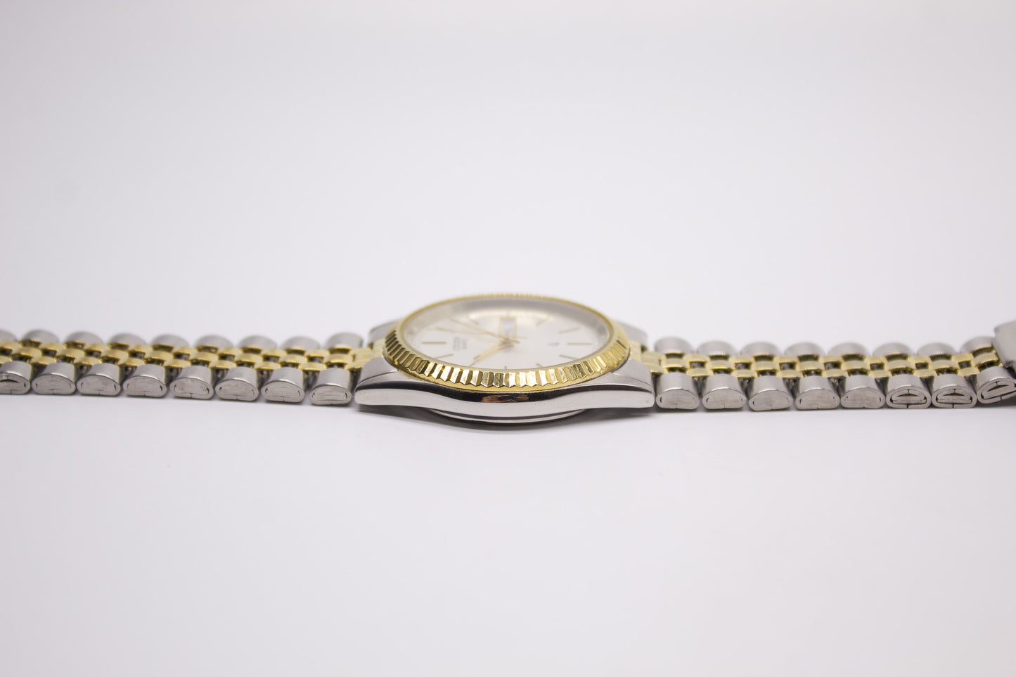 1990s Citizen Baby 'Day-Date' Silver Dial Two Tone Men's Wrist Watch