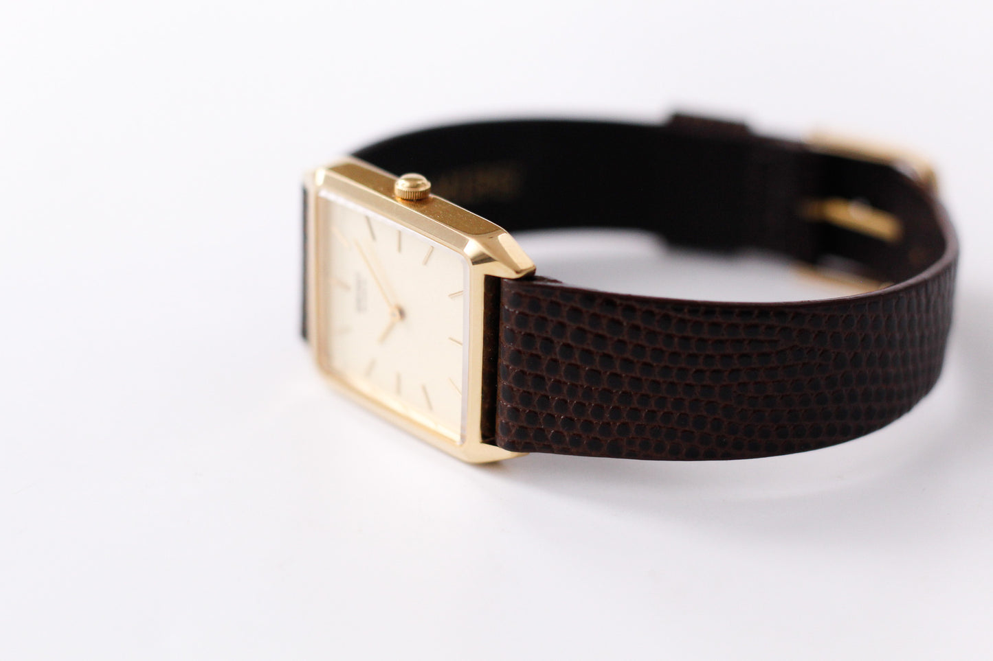 1987 Seiko Tank Straight Grain Golden Dial Men's Wrist-Watch