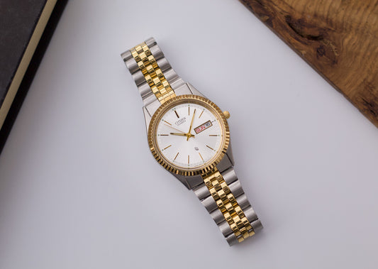 1990s Citizen Baby 'Day-Date' Silver Dial Two Tone Men's Wrist-Watch