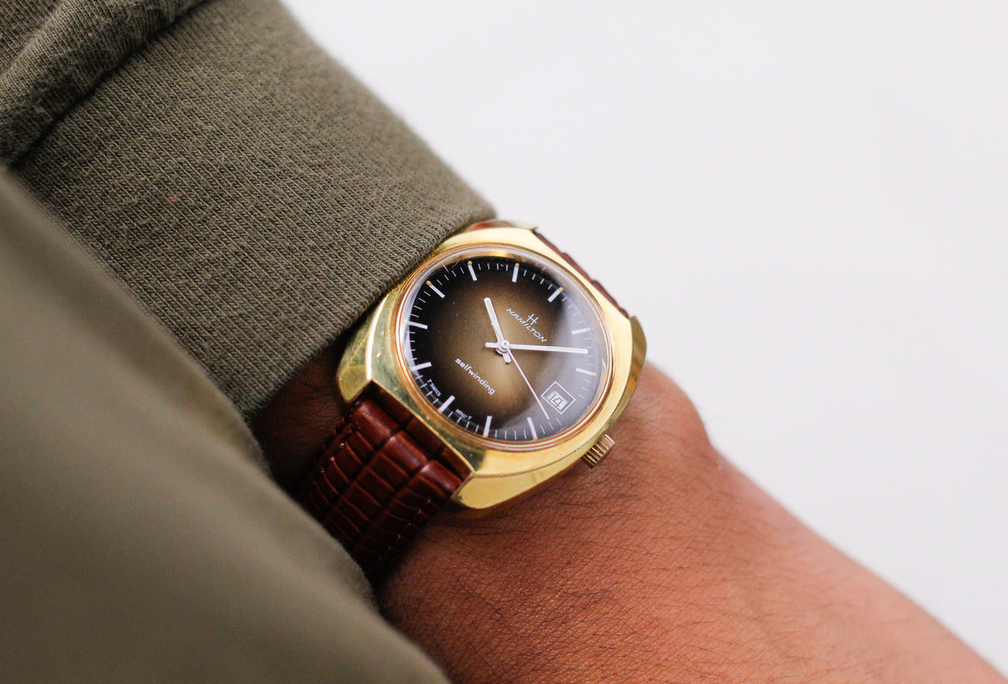 1970s Hamilton Automatic 'Tiger Eye' Sunburst Dial Men's Wrist-Watch W/Box