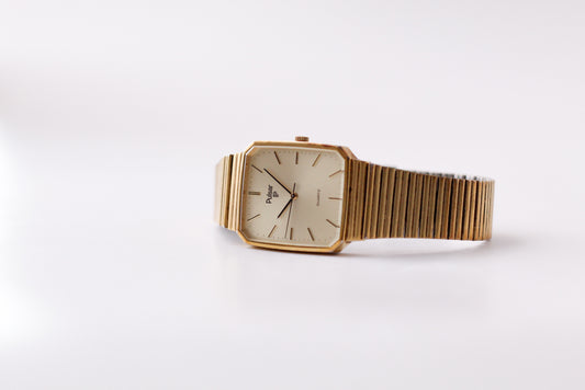 1992 Pulsar Quartz Champagne Sunburst Dial Men's Wrist-Watch