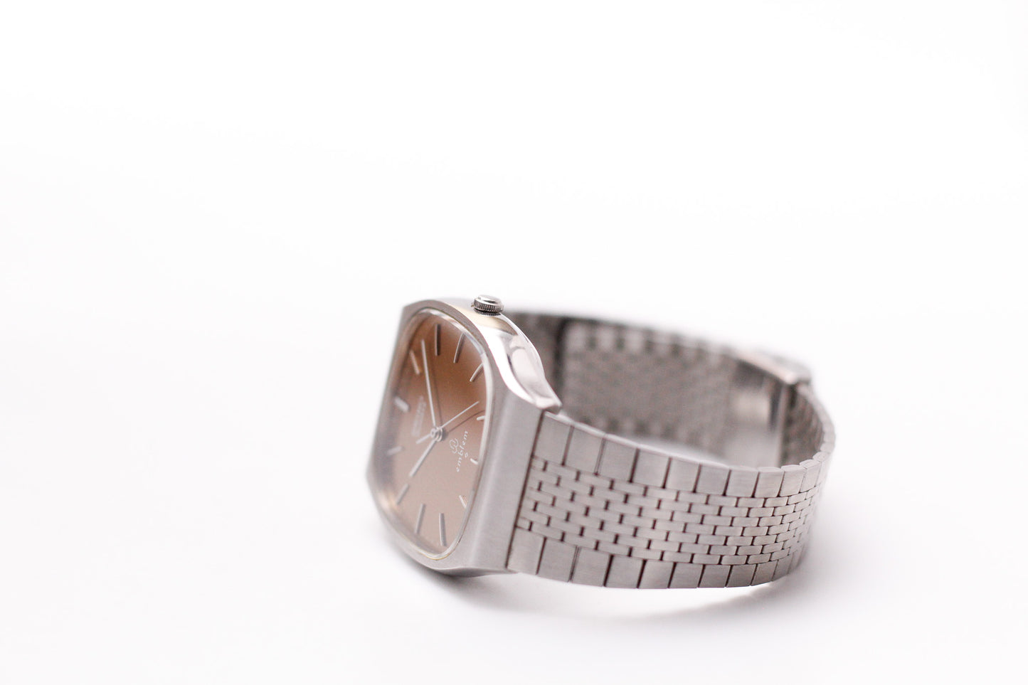 1975 Seiko Quartz Emblem Straight Grain Bronze Dial Men's Wrist-Watch