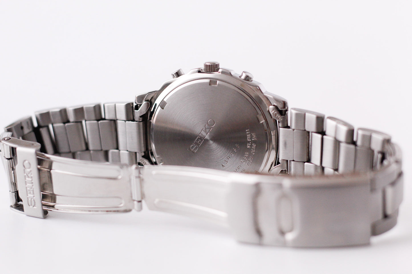 [Near Mint] 2004 Seiko Chronograph Inky Black Dial Men's Quartz Wrist-Watch