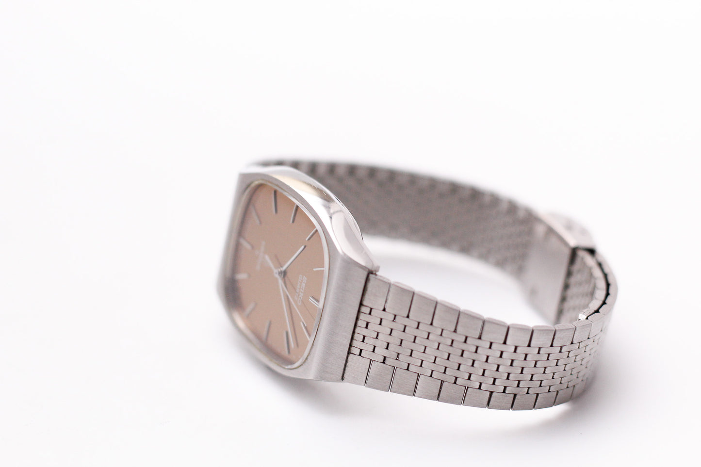 1975 Seiko Quartz Emblem Straight Grain Bronze Dial Men's Wrist-Watch