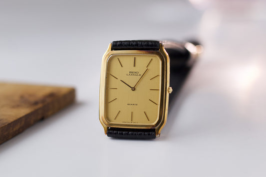 1982 Seiko Lassale Straight Grain Golden Dial Men's Wrist-Watch