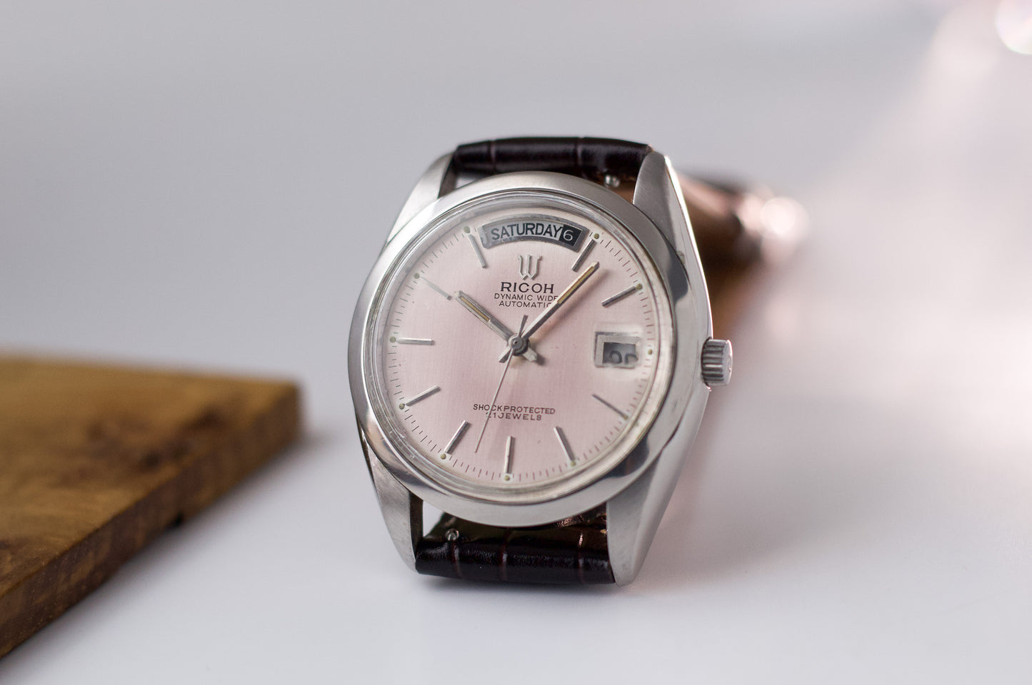 1980s Ricoh Automatic Cherry Blossom Silver Dial Men's Wrist-Watch